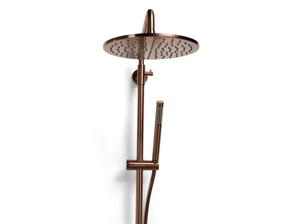 BLUE LABEL Brusesystem med Ø250 mm hovedbruser samt termostatarmatur - inklusiv koblinger og rosetter - børstet bronze