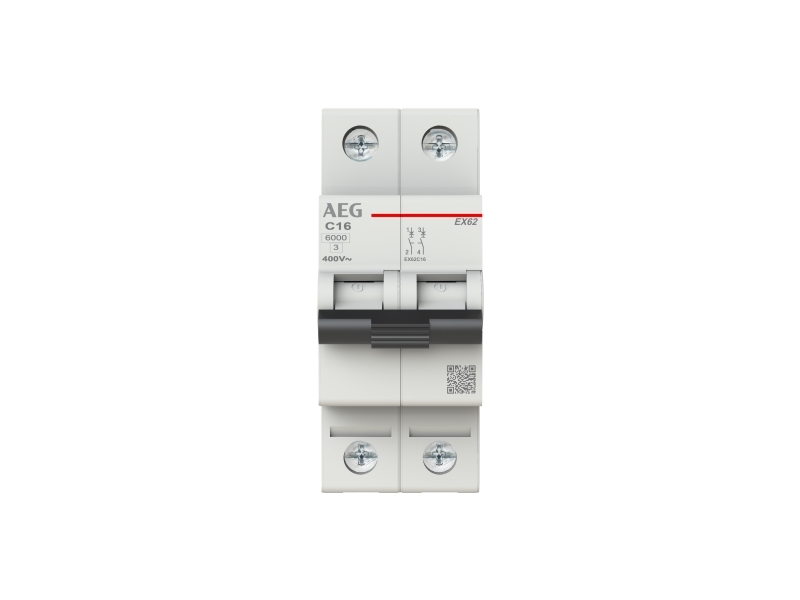 Automatsikring - MCB 13A C karakteristisk, 2 polet, 6kA kortslutningsbrydeevne, 400v AC, , 36mm bred