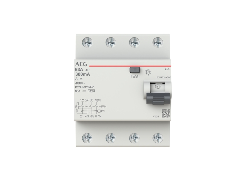AEG HPFI relæ 40A 3 polet + N 30mA 0,03A, fejlstrømsafbryder