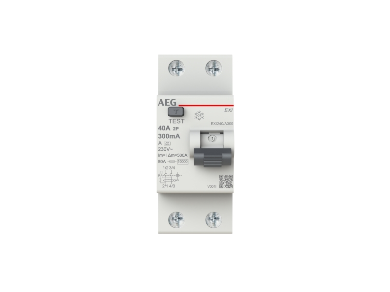 AEG Fejlstrømsafbryder (RCD) 40A 300mA, 2P, type A, 35mm bred