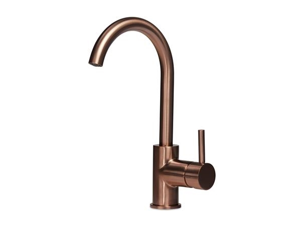 BLUE LABEL Etgrebs håndvaskarmatur uden bundventil - kold start funktion & 3/8 tilslutningsslanger - børstet bronze