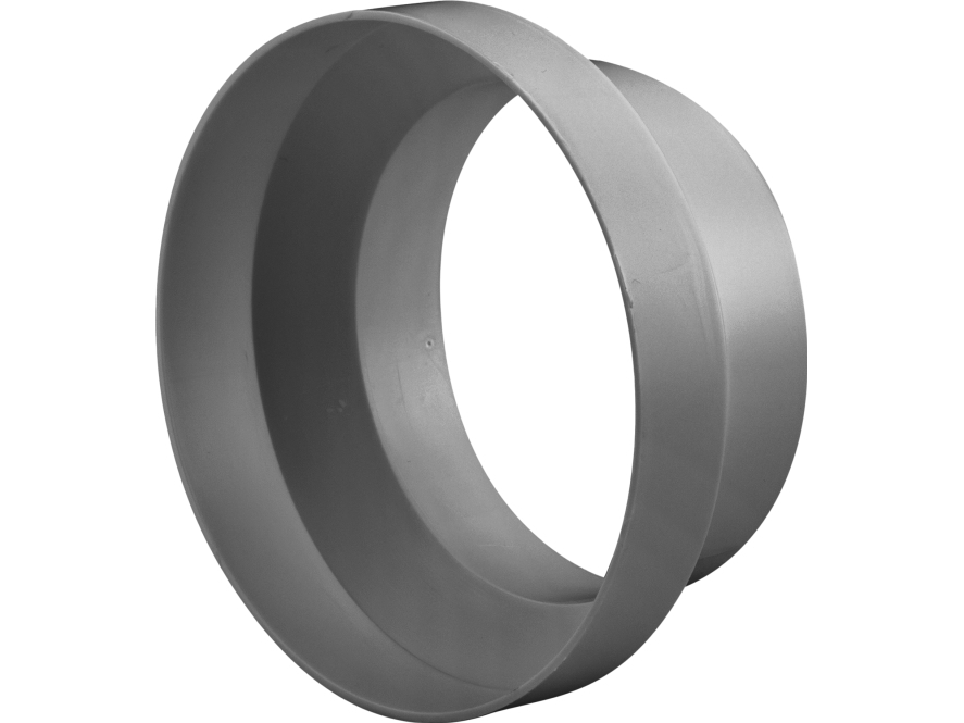 Fresh plastsystem 125, grå PVC, plastreduktion fra Ø125 til Ø100 mm, muffe-/nippeltilslutning (Ø125 udenpå bøjning / Ø100 i rør).