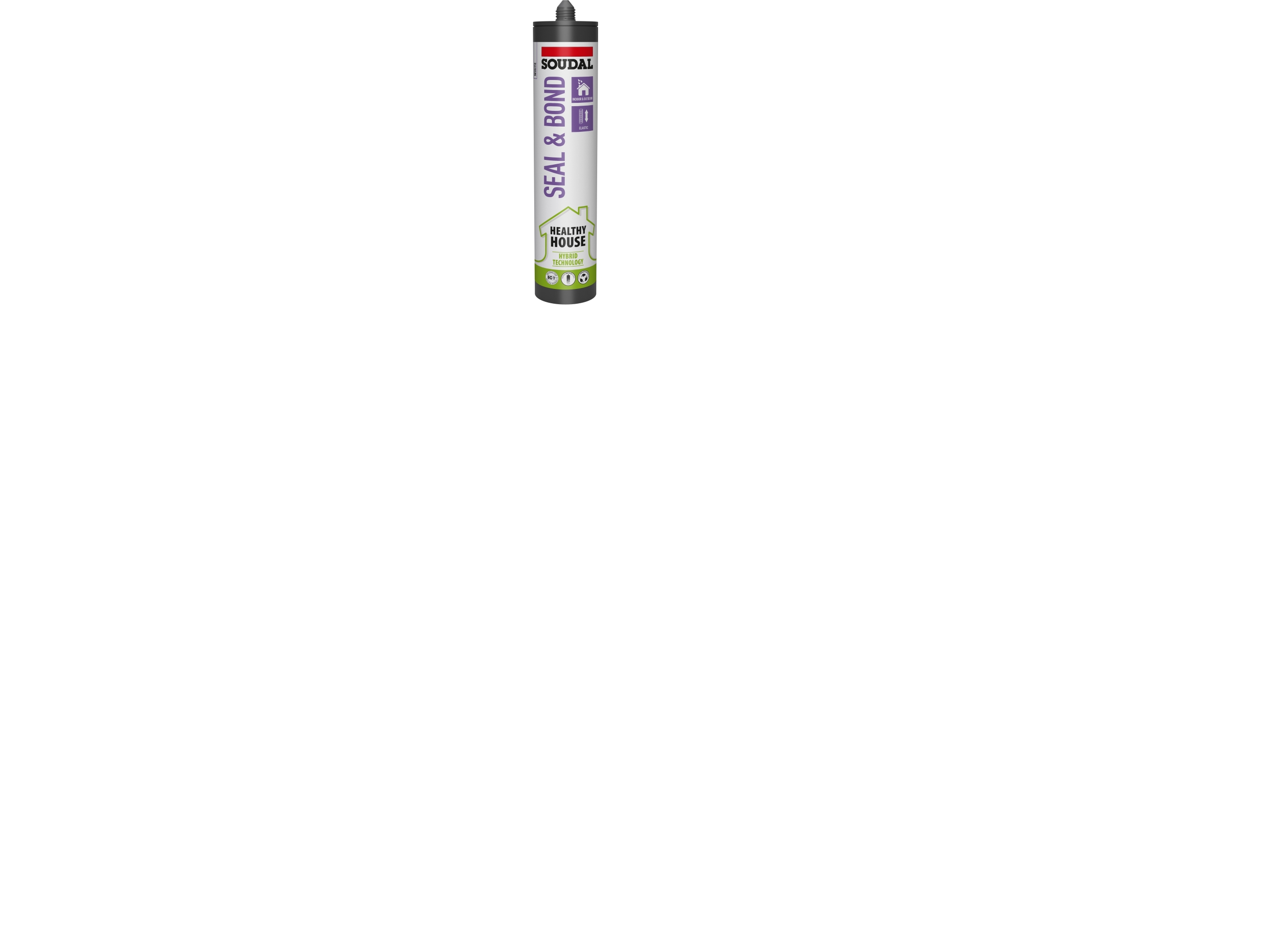 SOUDAL Healthy House High Tack Adhesive er en højkvalitets, neutral, elastisk en-komponent lim grå 290ML