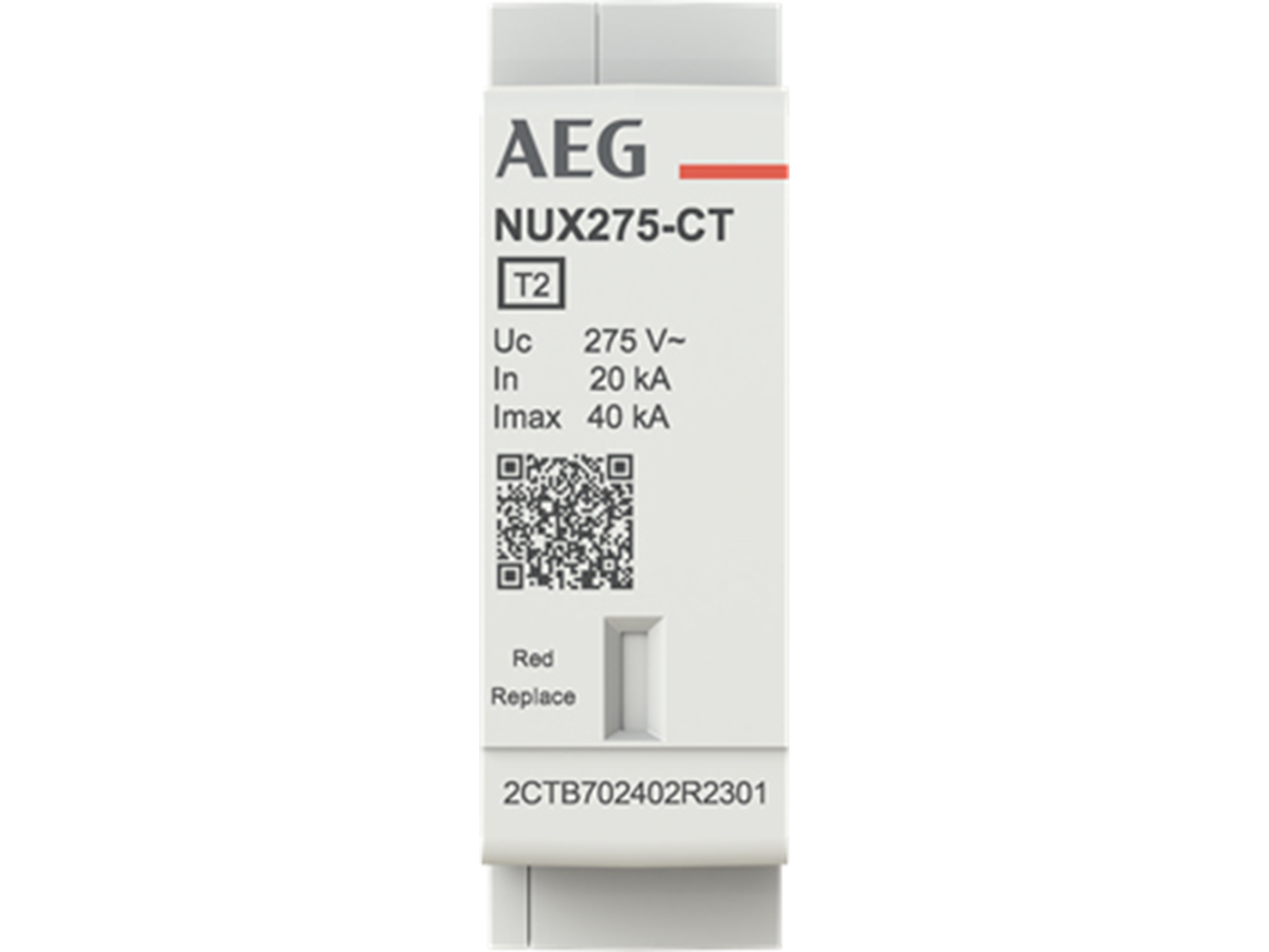 AEG NUX275-CT - AC Transientbeskyttelse, T2, (L-N) 275 V AC, max 8 / 20 µstransient afledningsstrøm 40 kA