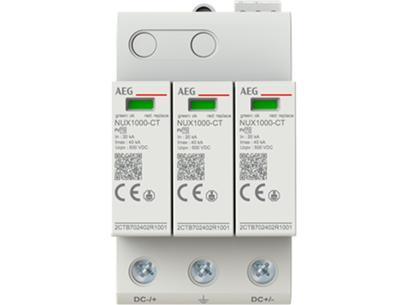 AEG NUX1000FM - PV Transientbeskyttelse, T2,(L-L) 1000 V DC, max 8 / 20 µstransient afledningsstrøm 40 kA