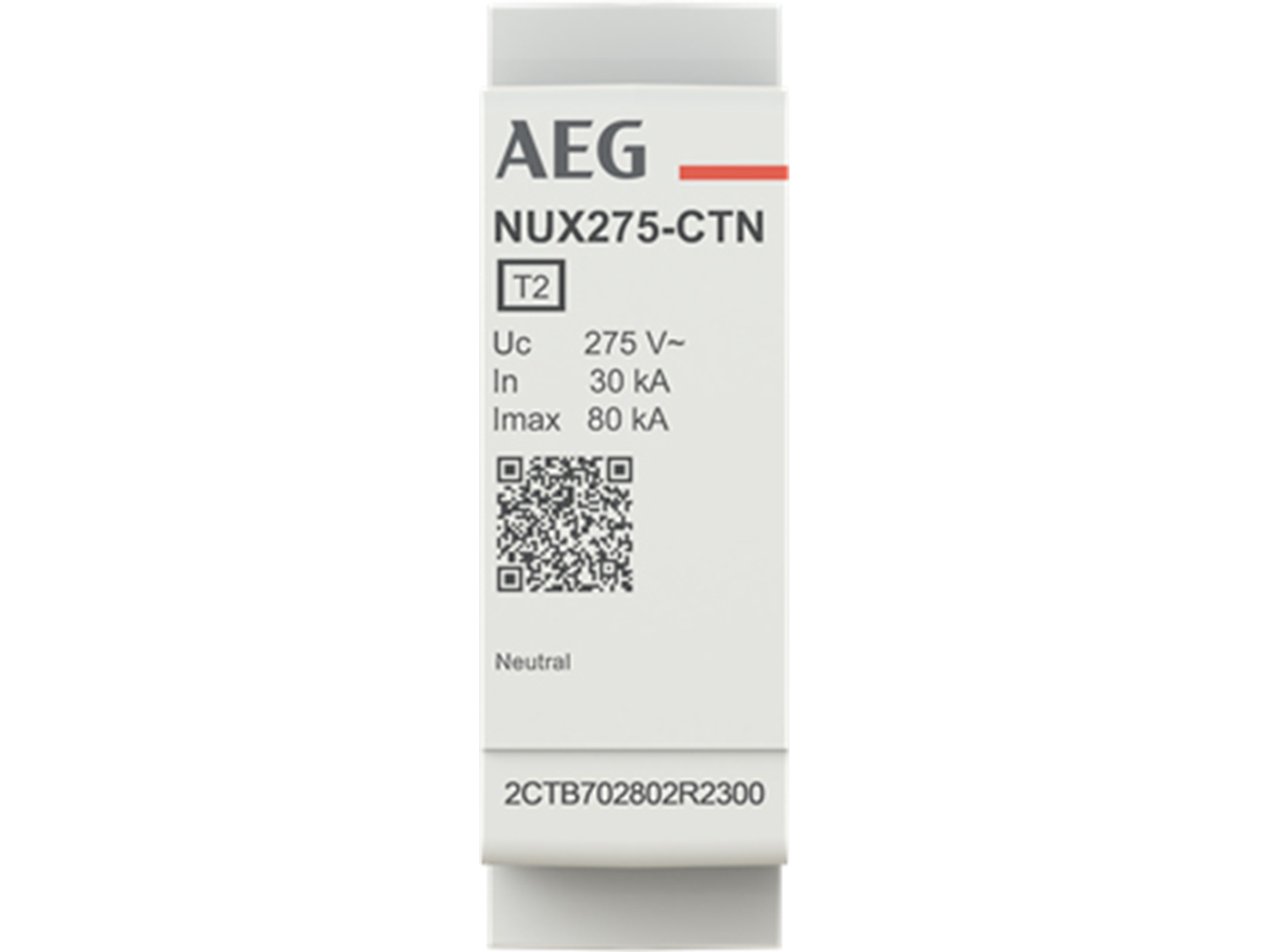 AEG NUX275-CTN - AC Transientbeskyttelse, T2, (L-N) 275 V AC, max 8 / 20 µstransient afledningsstrøm 40 kA