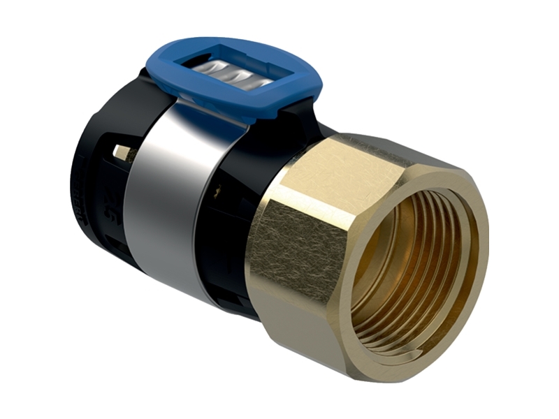 Geberit FlowFit overgang med indvendigt gevind: CuZn21Si3P, d=16mm, Rp=3/4