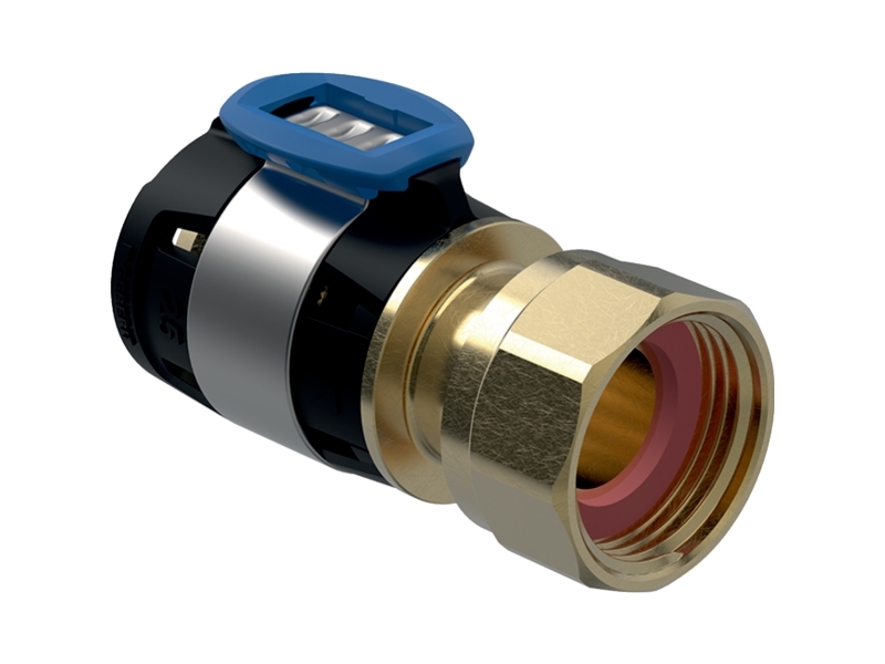 Geberit FlowFit overgang med omløber: CuZn21Si3P, d=32mm, di=16mm, G=1/2