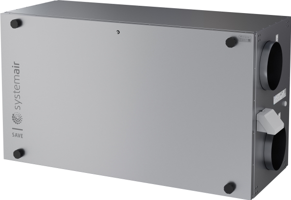 Ventilationsanlæg Systemair VSR400 inkl. SAVE Connect for App-styring og 1670W VF. Luftmængde 252 m³/h v/125 Pa og SEL 1000 J/m³.