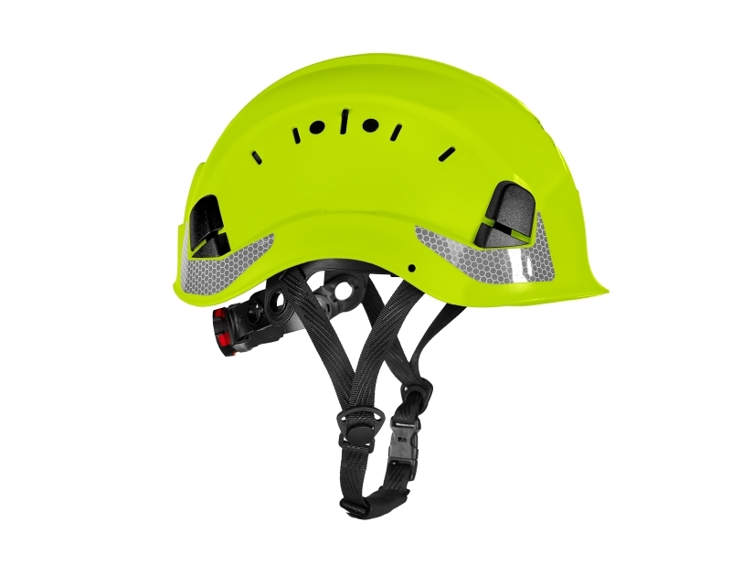 Hjelm HelmIQ med hagerem, ventileret - Hi-viz Gul | Sikkerhedshjelme | Fjernlager | Sikkerhedshjelm