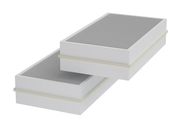 SYSTEMAIR Panelfilter, sæt i filterklasse F7/M5 til VSR400. Tilluft F7 (ePM1 60%) 436x254x100 mm og fraluft M5 (ePM10 50%) 436x223x100 mm.