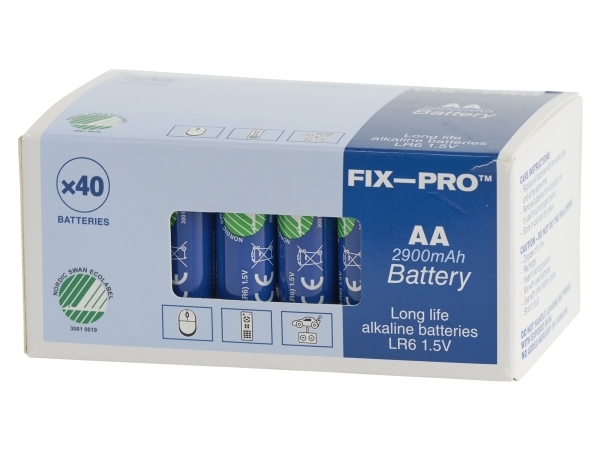 FIX-PRO BATTERI ALKALINE AA LR06 LONG LIFE 40 STk