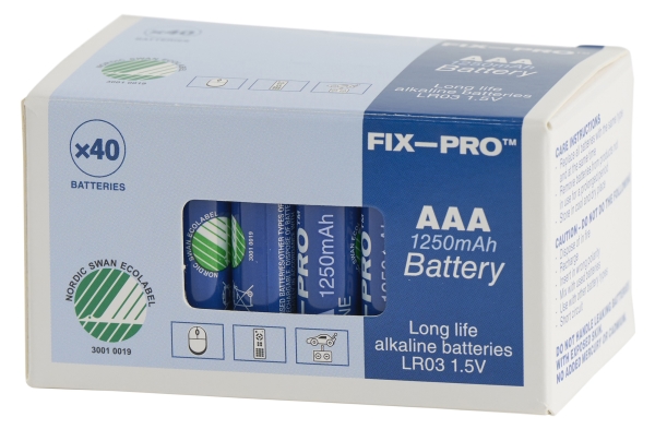 FIX-PRO BATTERI ALKALINE AAA LR03 LONG LIFE 40 STk