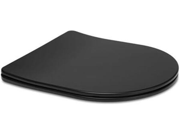 Blue Label toiletsæde 49 cm med Soft Close og Quick Release beslag - Mat Sort