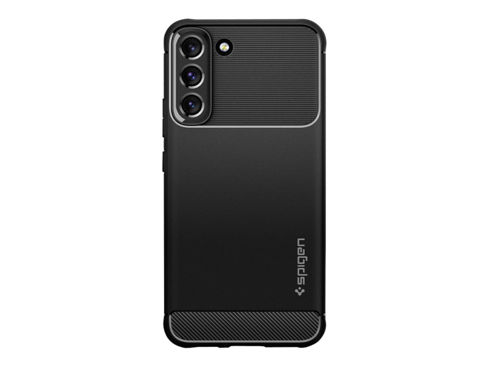 Spigen Rugged Armor - Bagsidecover til mobiltelefon - fleksibel termoplastik polyuretan (TPU) - mat sort - for Samsung Galaxy S22