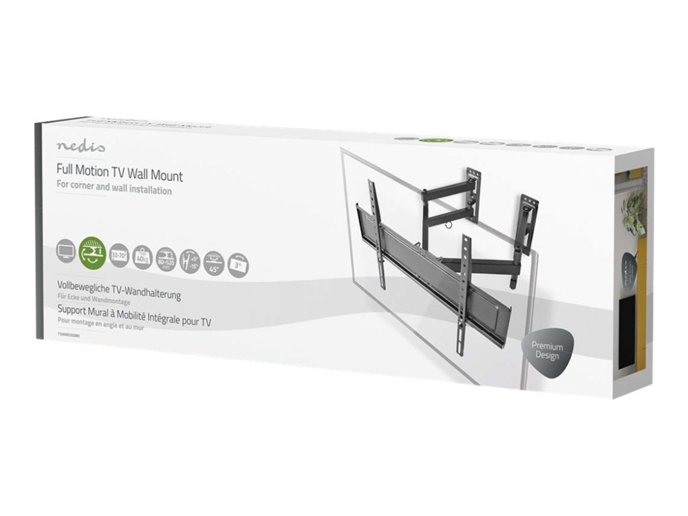 Nedis Tvwm5350bk, Skruer, 40 Kg, 81,3 Cm (32"), 177,8 Cm (70"), 600 X 400 Mm, Sort