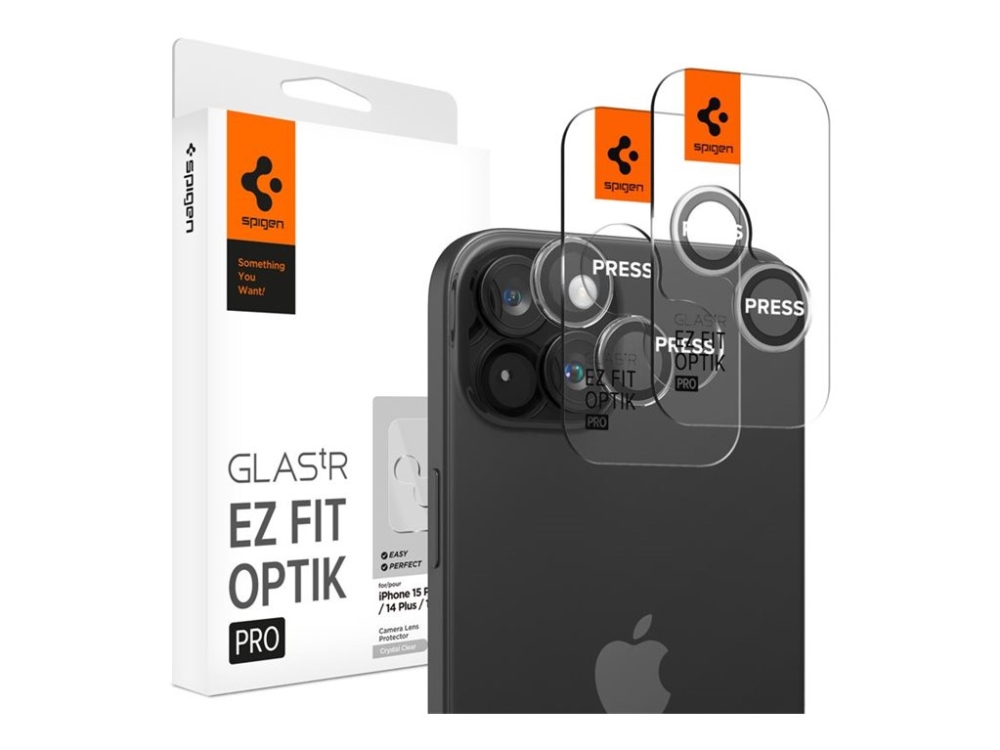 Spigen Glas.Tr Ez Fit Optik Pro, Apple, Iphone 15 Pro / 15 Pro Max / 14 Pro / 14 Pro Max, Kratzresistent, Transparent, 2 Stück(E)