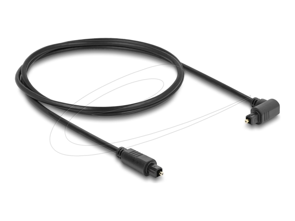 Delock - Digital Lydkabel (Optisk) - Toslink Han Vinklet Til Toslink Han - 1 M - Fiberoptik - Sort