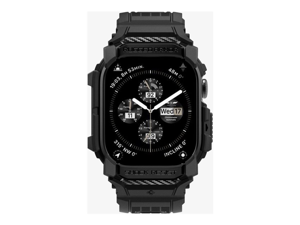 Spigen Rugged Armor Pro, Boks, Smartwatch, Sort, Apple, Apple Watch 10 (46Mm), Termoplastisk Polyurethan (Tpu)