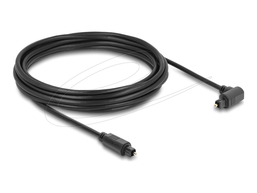 Delock - Digital Lydkabel (Optisk) - Toslink Han Vinklet Til Toslink Han - 5 M - Fiberoptik - Sort
