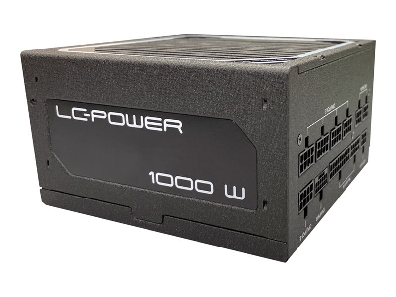LC Power Super Silent Modular Series LC1000M V3.0 - Strømforsyning (intern) - ATX12V 3.0 - 80 PLUS Gold - AC 100-240 V - 1000 watt - aktiv PFC - hamret sort