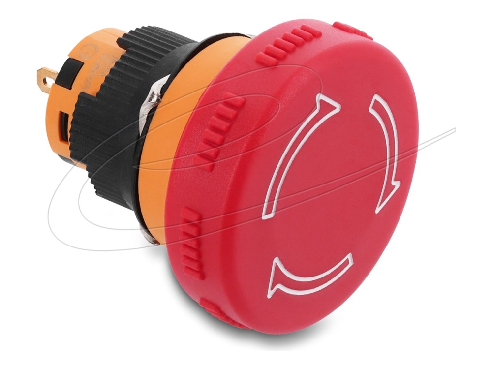 Delock - Trykknap - Mushroom-Head, For Installation 16 Mm 2 X Solder Terminals (Short) - Ac 250 V - Rød