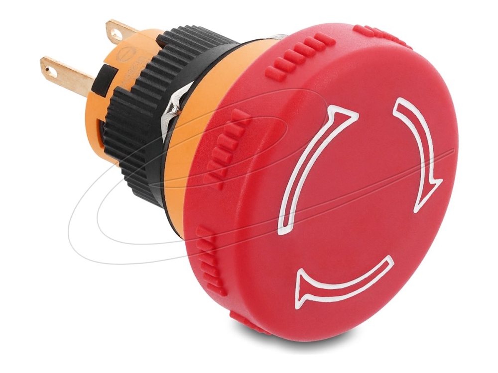 Delock - Trykknap - Mushroom-Head, For Installation 16 Mm, 2 X Solder Terminals, Plastic, 32 Mm Diameter - Panelmonterbar - Ac 250 V - Rød