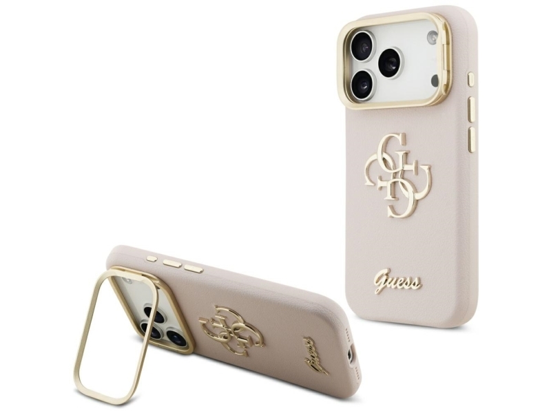 Guess Grained Big 4G &Amp Stand Camera Case For Iphone 17 Pro - Pink