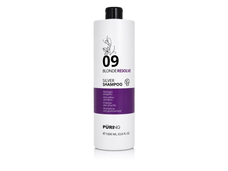 Puring 09 Blonderesolve Silver Shampoo Neutraliserende Shampoo Til Blondt, Gråt Og Afbleget Hår 1000 Ml
