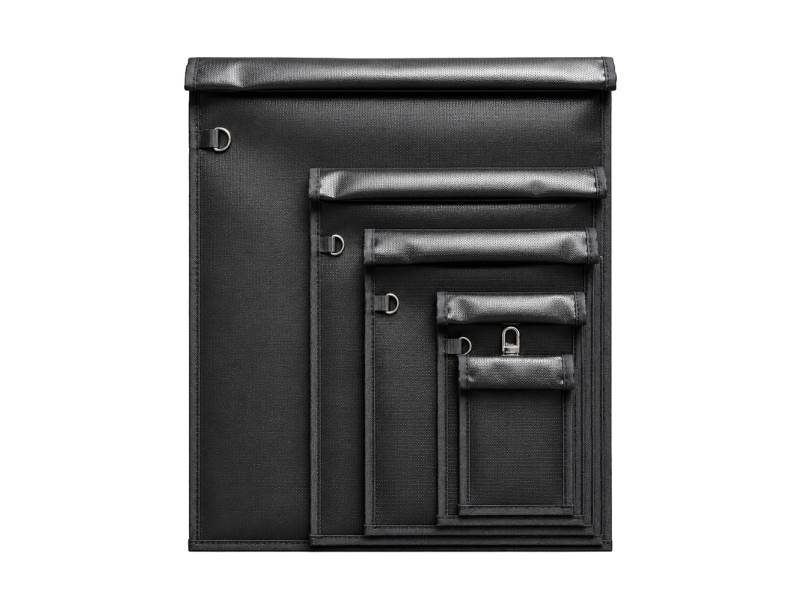 Set Of 5 Fireproof Otn-5 Rfid Signal Blocking Bags - Black
