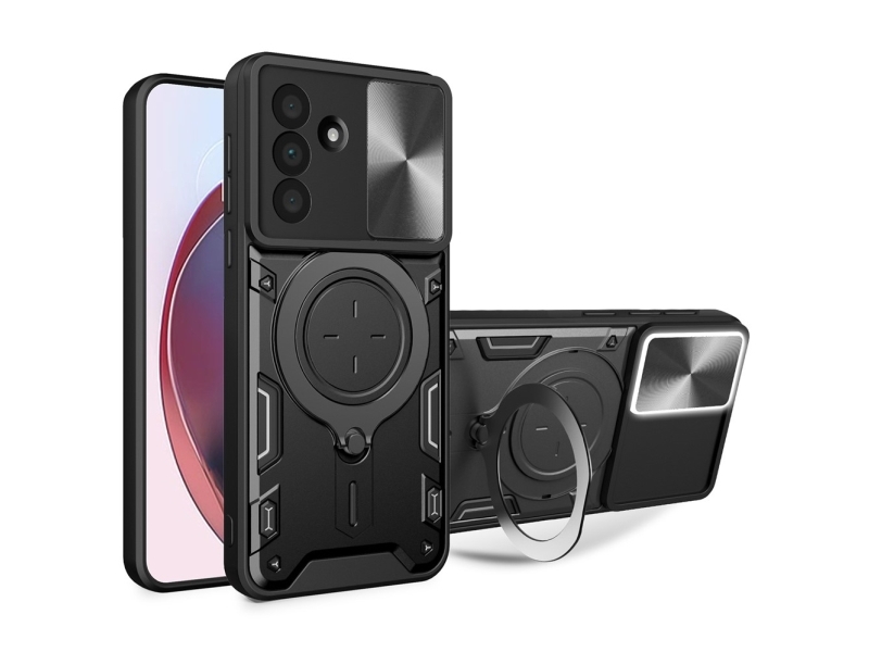 Samsung Galaxy A17 4G / A17 5G / A18 / A26 Case With Stand And Sliding Lens Cover - Black