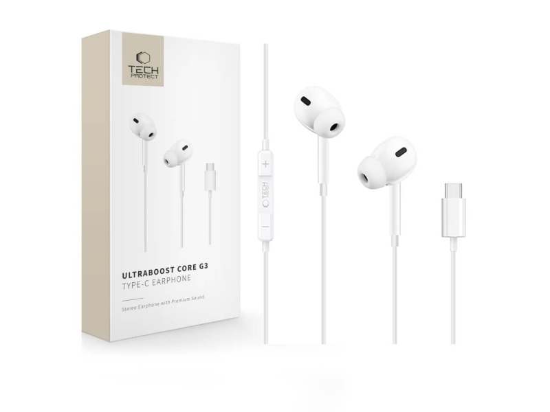 Sluchawki Tech-Protect Tech-Protect Ultraboost Type-C Earphone Core G3 White