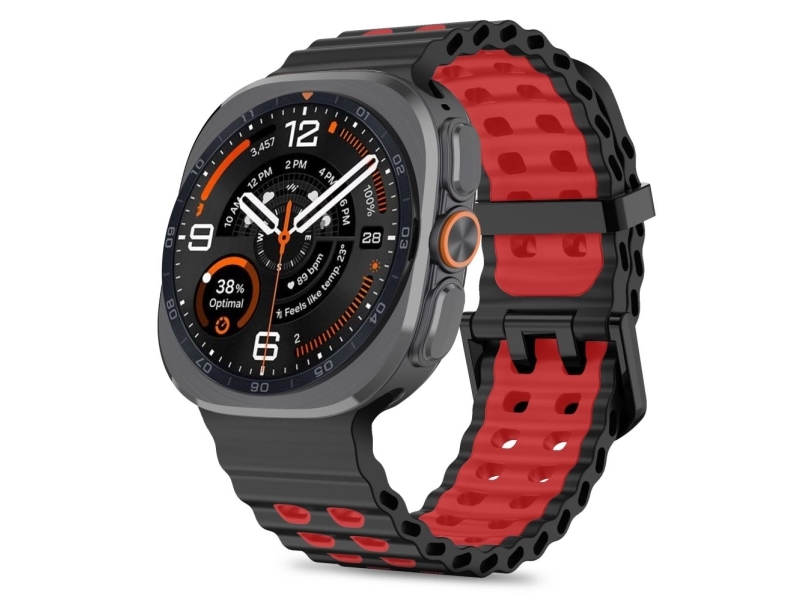 4Kom.Pl Tech-Protect Iconband Pro Til Samsung Galaxy Watch Ultra 1/2 (2024-2026) 47 Mm Sort/Rød