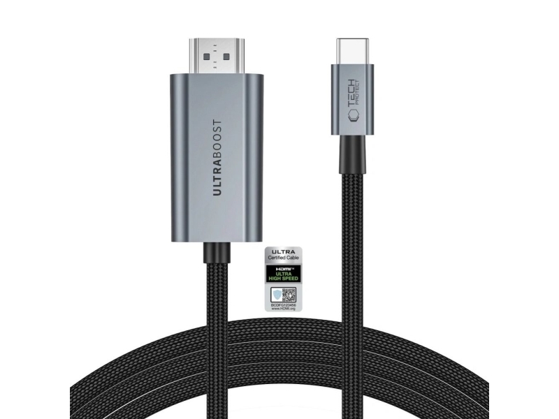 Kabel Tech-Protect Kabel Tech-Protect Ultraboost Usb-C Til Hdmi 2.1 200 Cm 8K 60 Hz – Grå