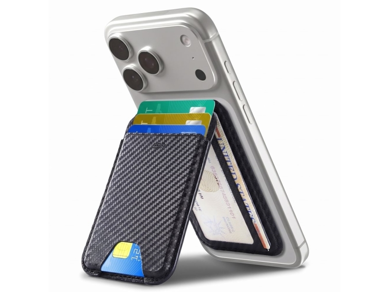 Esr Classic Rfid Magnetic Wallet Stand Magsafe Carbon Fiber Black