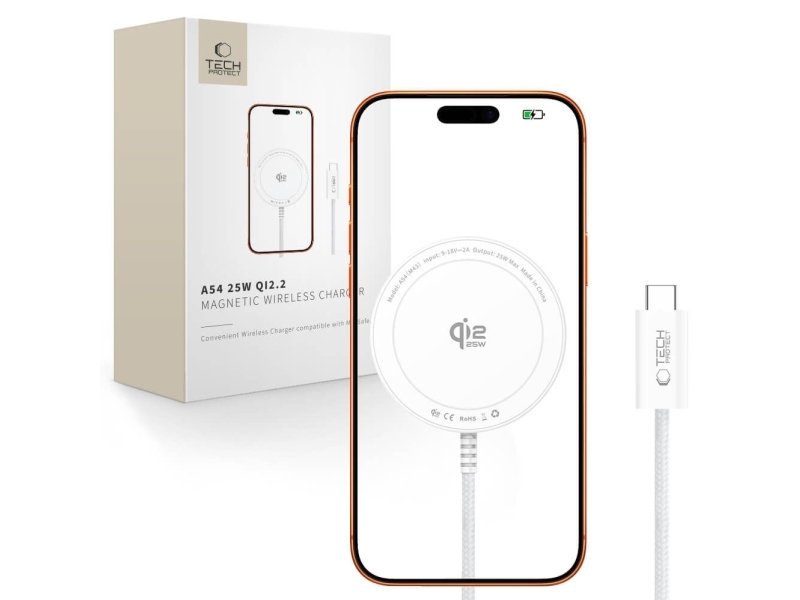Tech-Protect A54 Magsafe 25W Qi2.2 Wireless Charger - White