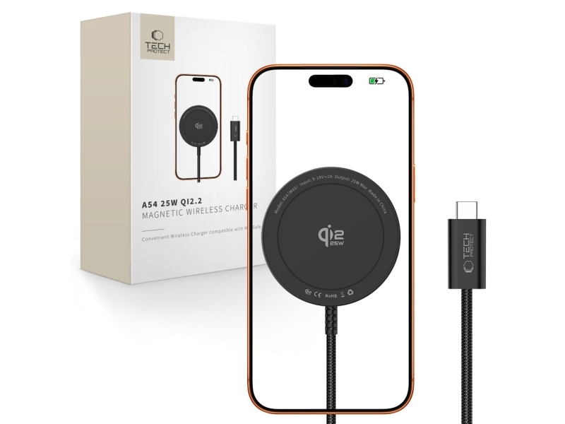 Tech-Protect A54 Magsafe 25W Qi2.2 Wireless Charger - Black