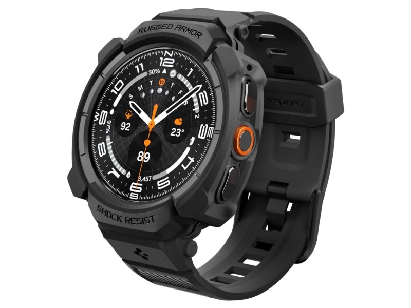 Spigen Rugged Armor Pro, Band, Smartwatch, Sort, Samsung, Galaxy Watch Ultra 2 (47Mm), Termoplastisk Polyurethan (Tpu)