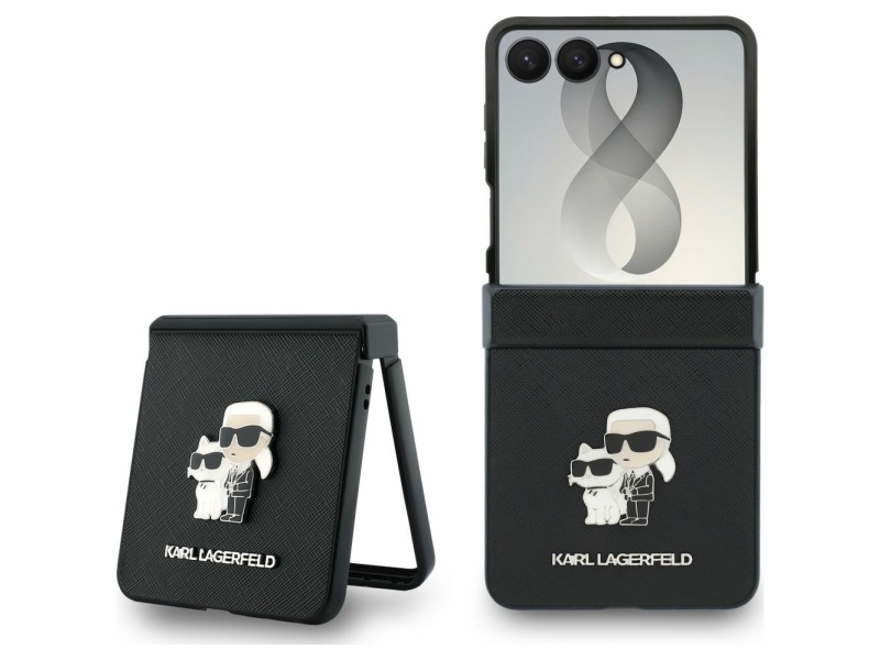 Karl Lagerfeld Karl&Ampchoupette Saffiano Pins Case For Samsung Galaxy Z Flip 8 - Black
