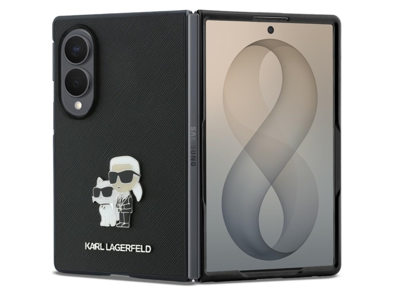 Karl Lagerfeld Saffiano Karl &Amp Choupette Pin Case For Samsung Galaxy Z Fold 8 - Black