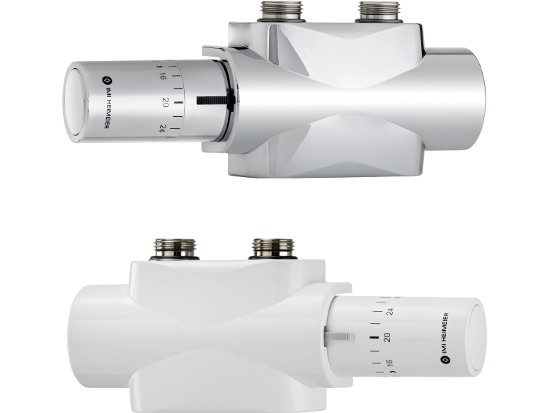 THERMRAD Heimeier TH H blok R H Multilux 1 & 2 strengs c/c 50mm Krom Halo føler