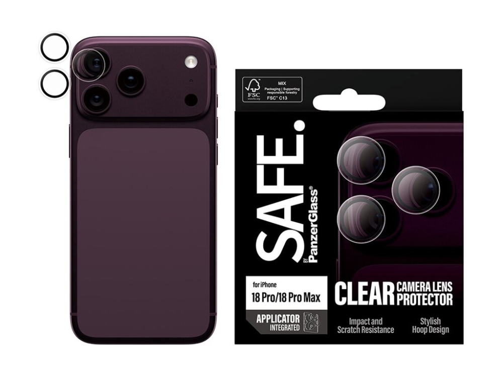 Panzerglass Safe Kamerabeskyttelse Til Iphone 17/18 Pro/Pro Max, Gennemsigtig.