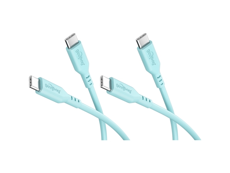 Goobay Sæt Med 2 Usb-C-Kabler I Silikone, 1,5 M, Turkis