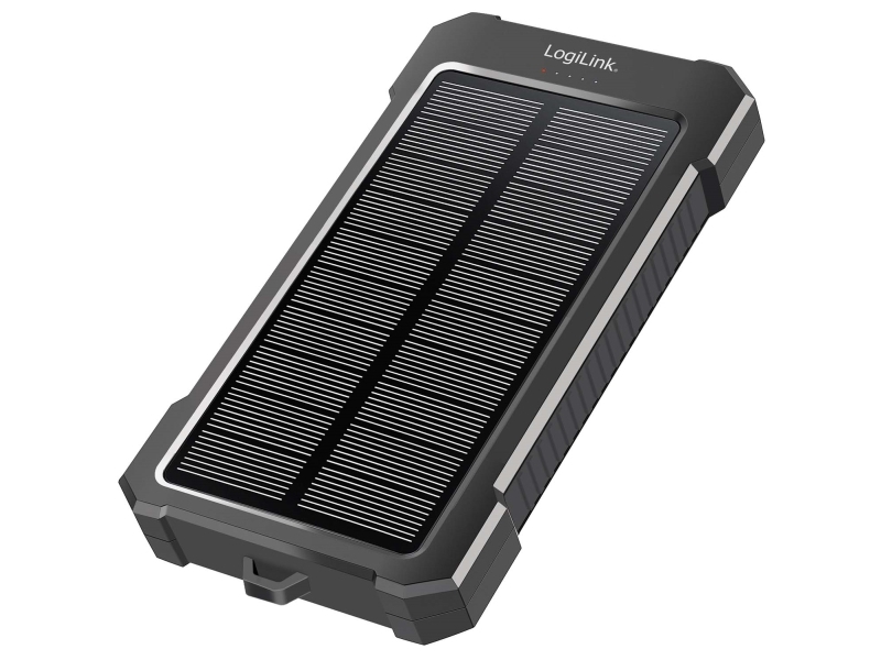 Mobile Power Bank, LiPo, 10.000 mAh, PD, USB-C in/out, solar, w/flashlight, black/orange