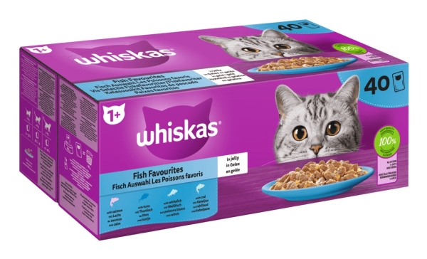 WHISKAS Fish Favourites in jelly - vådfoder til katte - 40x85 g