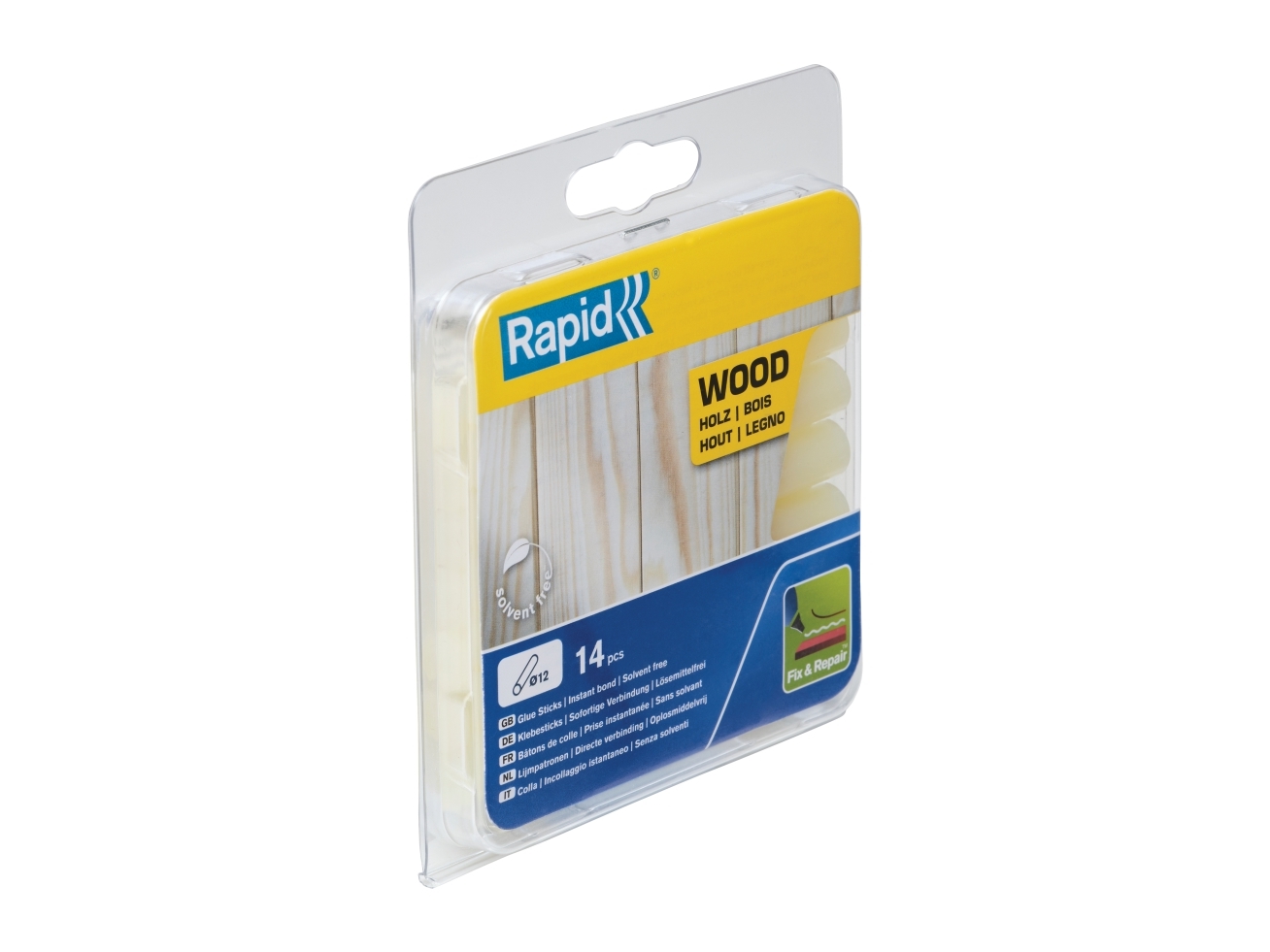 Rapid 12 mm limpatron træ, 14 stk, Blister, 150 g, 135 mm, 118 mm, 19 mm