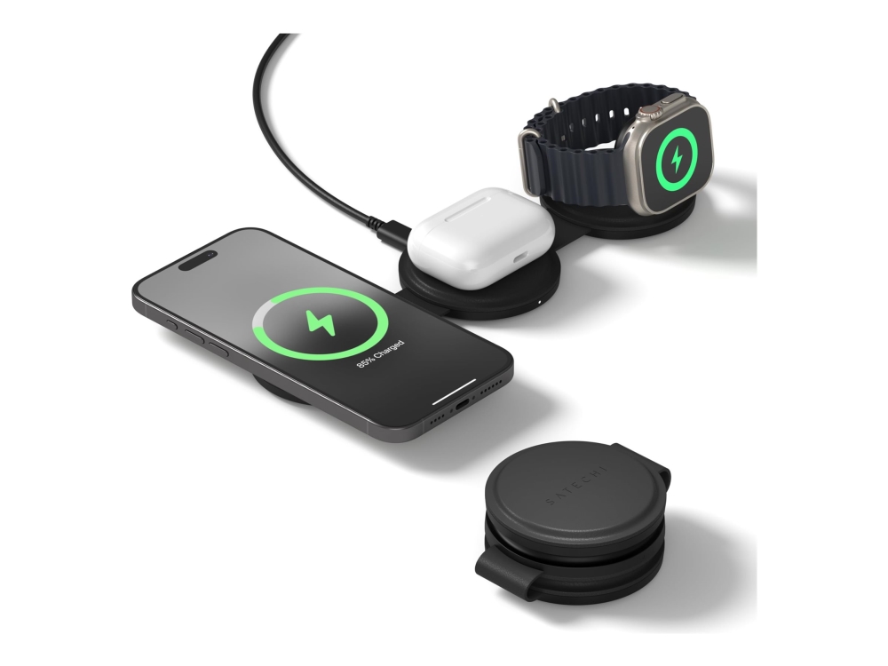 Satechi OntheGo 3-in-1, Indendørs, USB, Trådløs opladning, Sort