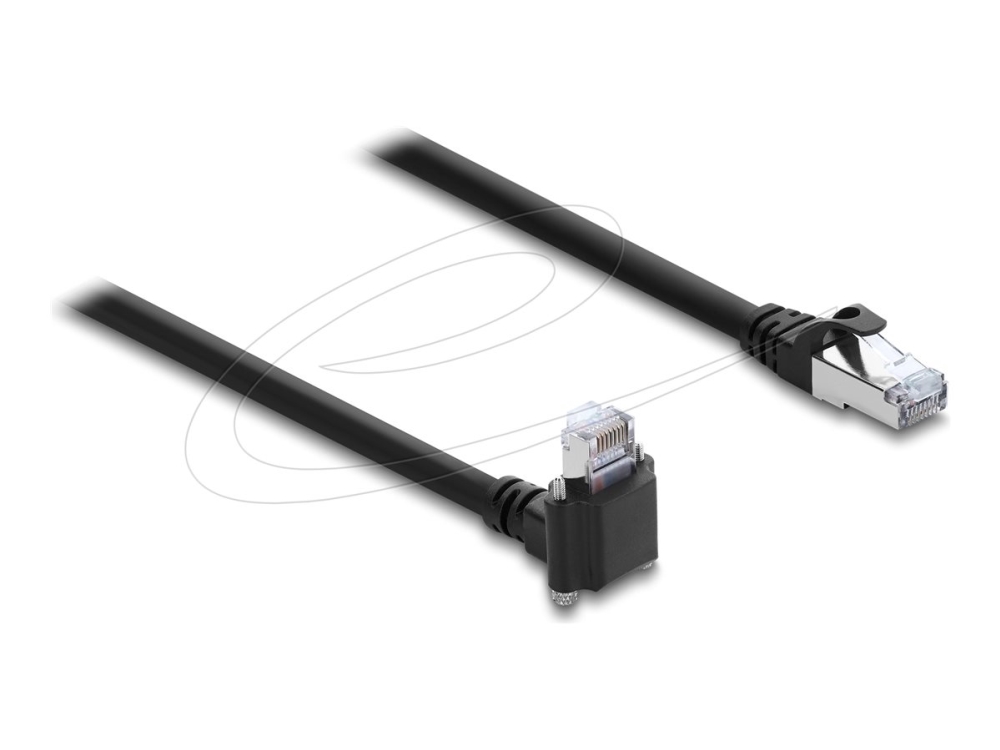 Delock Gige Kamera Kabel Rj45 Stecker 90° Gewinkelt Mit Schrauben, Steckerlänge 28 Mm Zu Rj45 Stecker Cat.6 S/Ftp 2 M Schwarz, 2 M, Cat6, S/Ftp (S-St