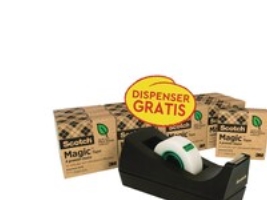 Tapedispenser, Scotch, inkl. Magic tape A Greener Choice, 19mm x 33m
