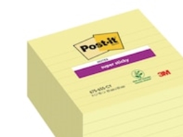 Notesblokke, Post-it Super Sticky Large, linjerede, gul, pakke med 6 stk